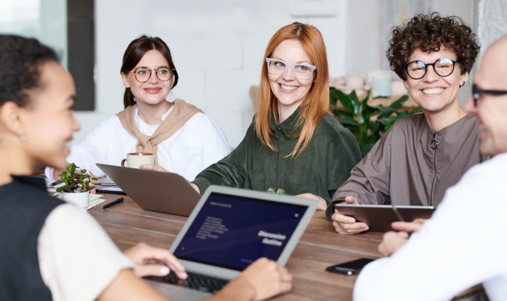 A group of colleagues talking