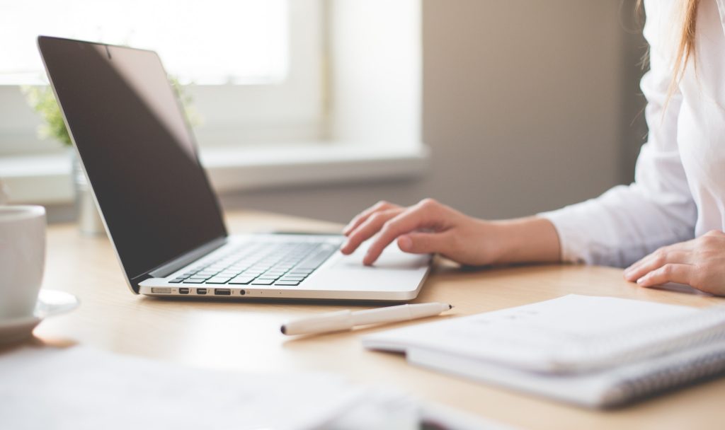 A woman at a computer