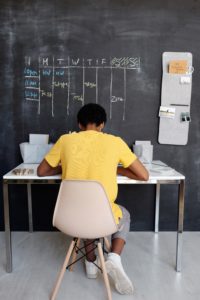 student at desk